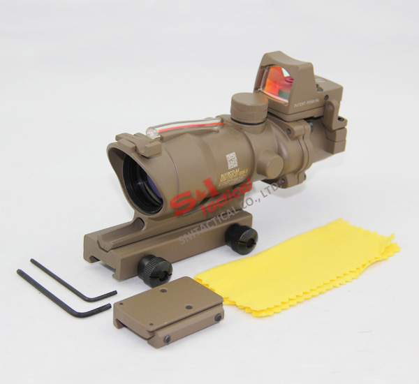 New Tactical ACOG 4x32 Style w/ Mini Red Dot Scope With Real Red